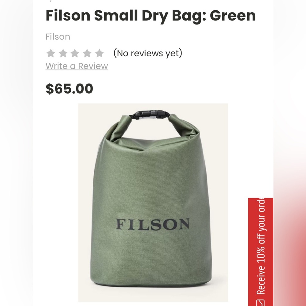 Filson dry bag - green - small - NWT